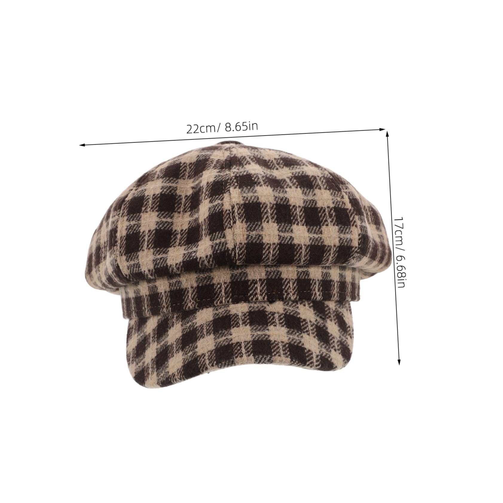 FOMIYES Adjustable Sizing French Beanie Hat Cotton Plaid Beret Versatile Design Coffee