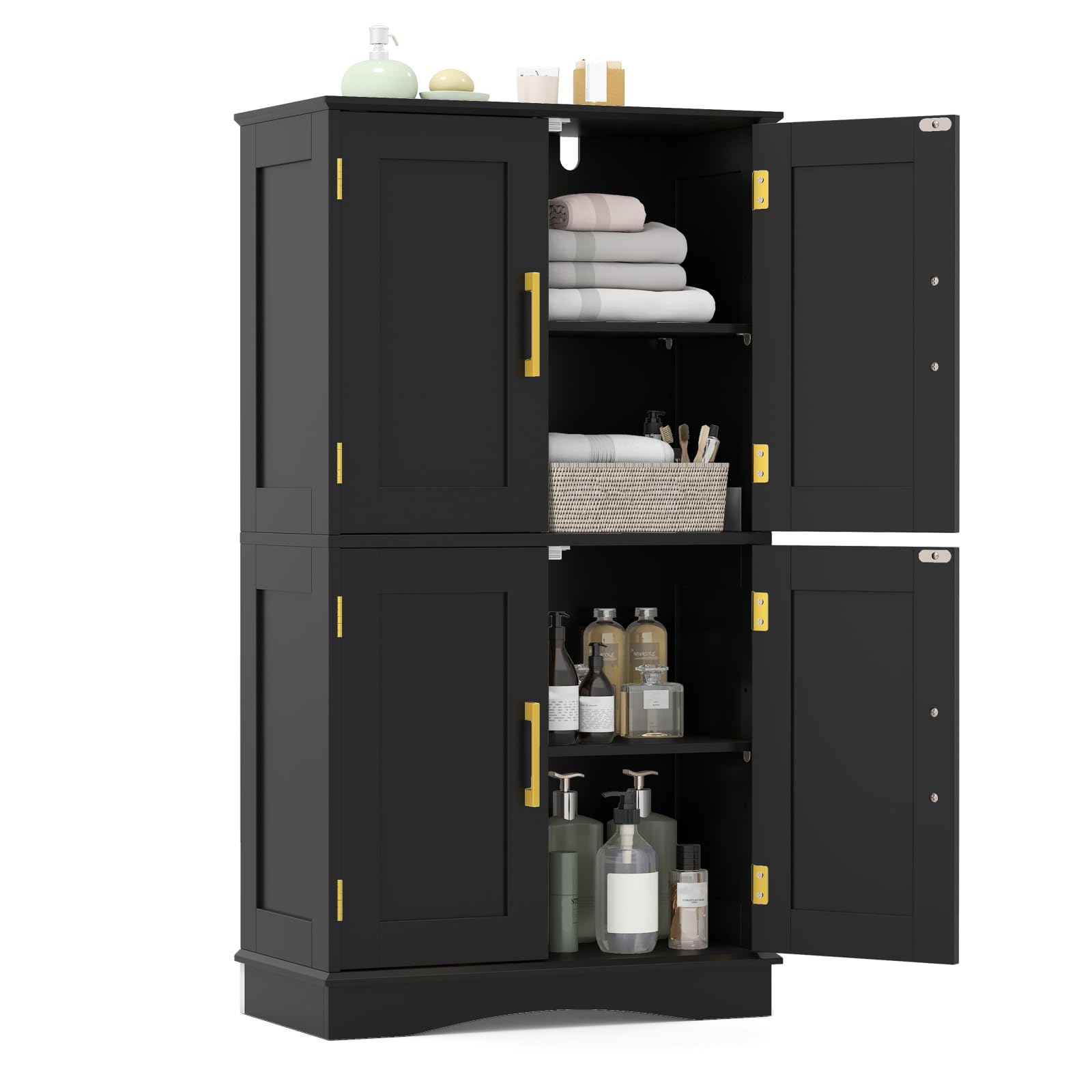 COSTWAY Houten Keukenkast, Opbergkast, Keuken, Buffetkast met 4