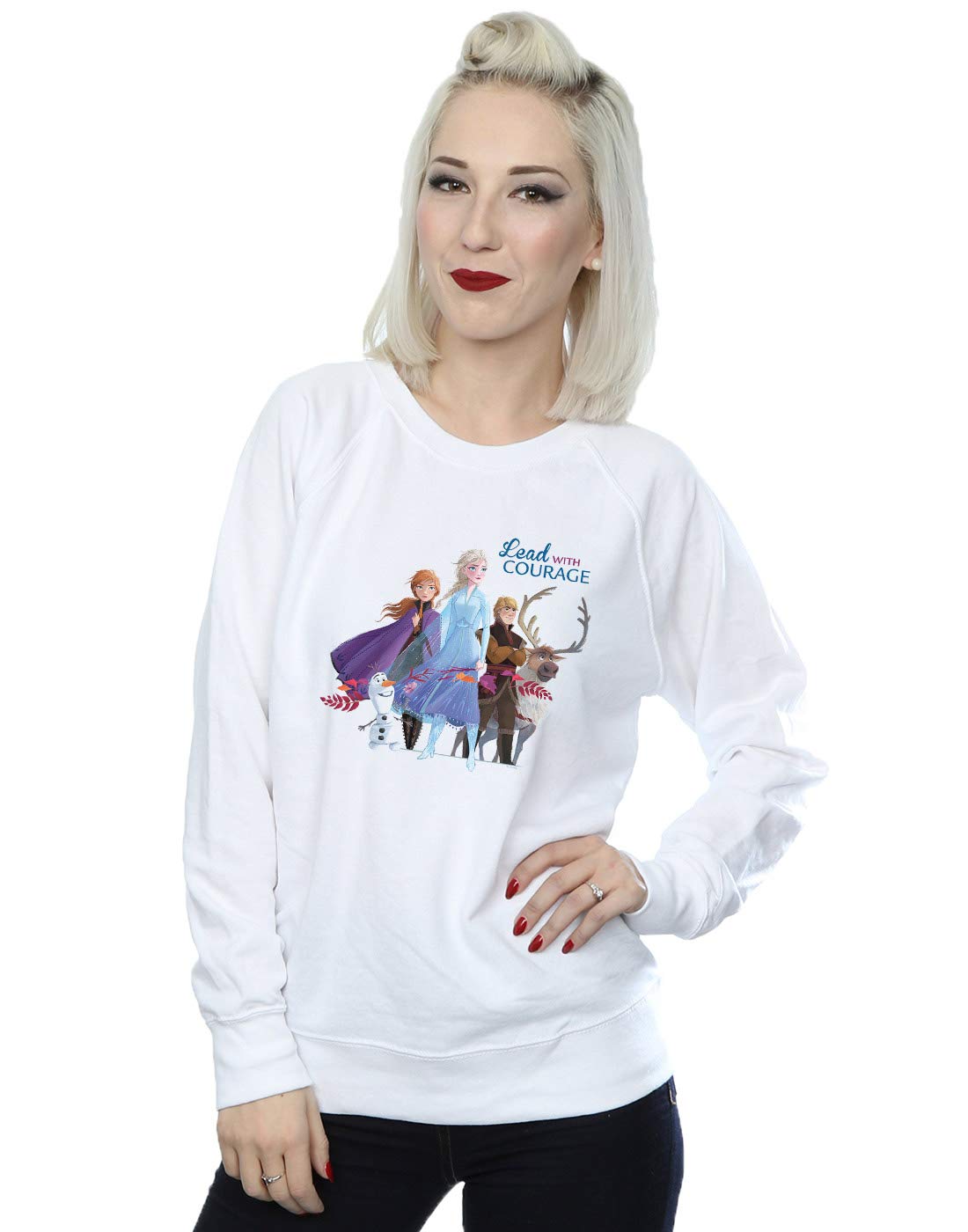 Disney Women's Frozen 2 Lead With Courage Sweatshirt White Small