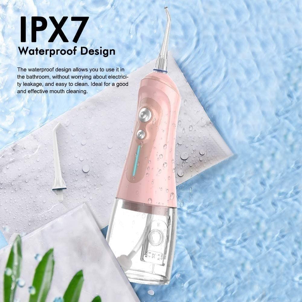GeRRiT Limpiador de Dientes Agua Dental Flosser Inalámbrico, Portátil Inalámbrico Impermeable Agua Flossers for Dientes con 6 Modos y Carga USB, Boquilla Giratoria de 360°, for Limpieza de Dientes