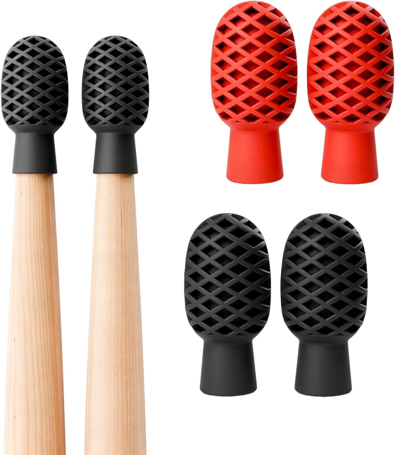 Drumstick Muting Tips Drumstick Dampeners For Practice,Replacement of Drum Practice Pad,Silicone Drumstick Tips Mute Clacking Sound From Sticks On Solid Surfaces (2Grey+2Orange) image 2