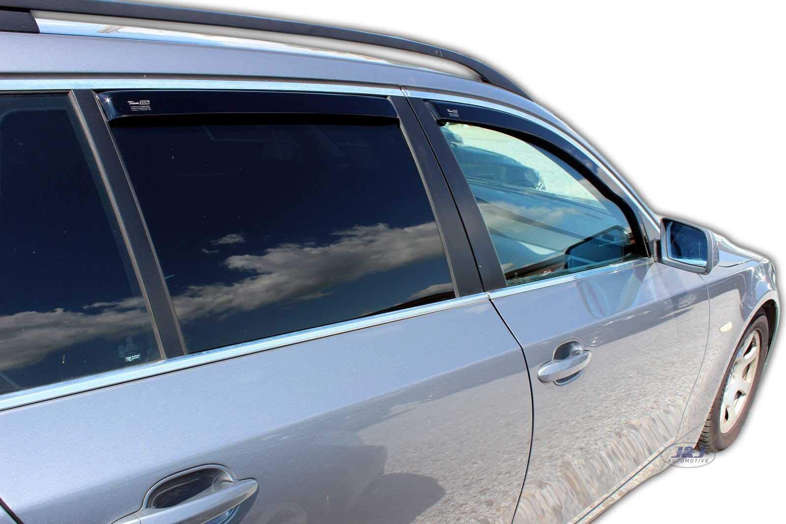 J&J AUTOMOTIVE Windabweiser passend für BMW 5 Series E61 2003-2010 4tlg, Heko Regenabweiser Vorne Hinten Getönt Dunkel Passform
