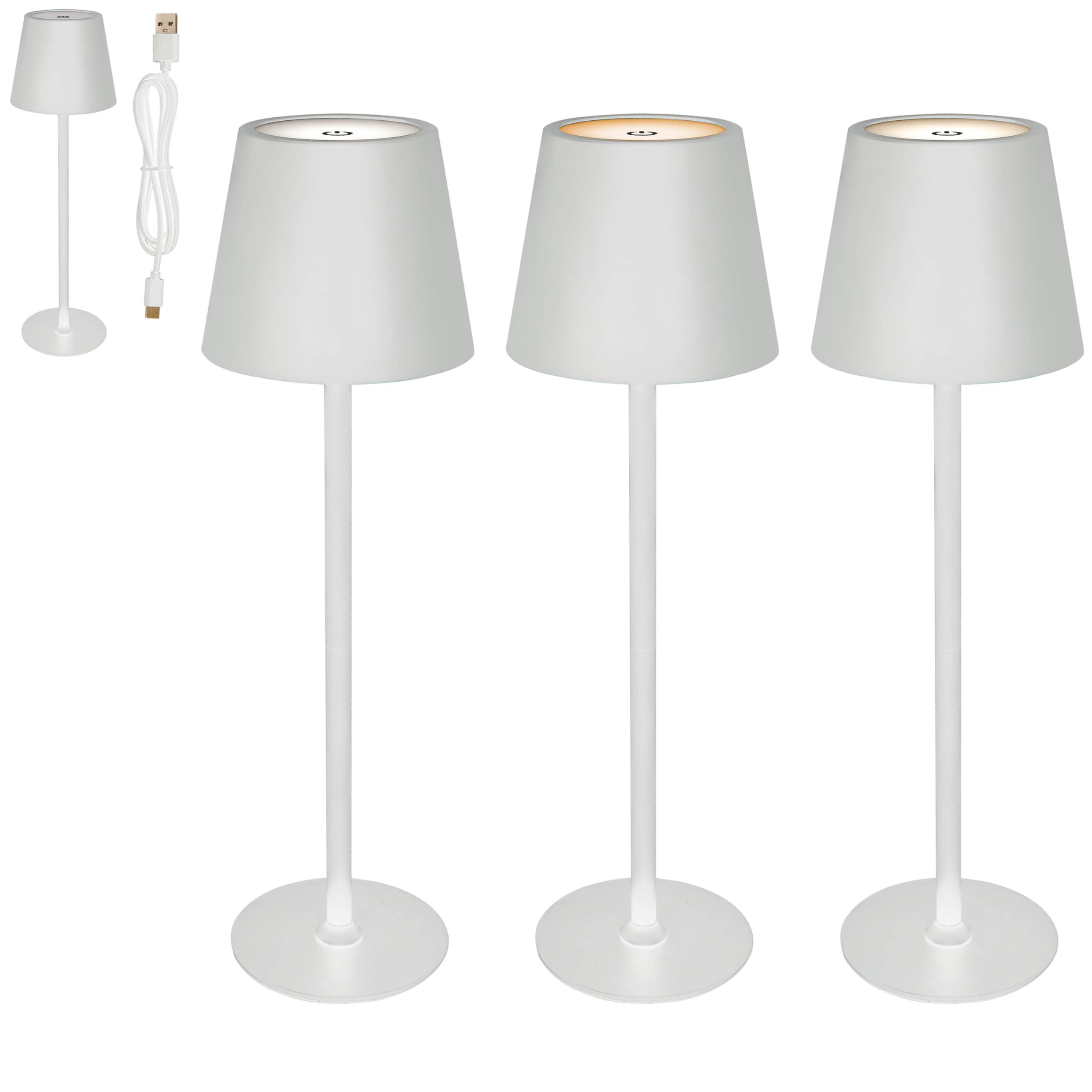 White LED Touch Lamp Rechargeable USB C Dimmable 40cm