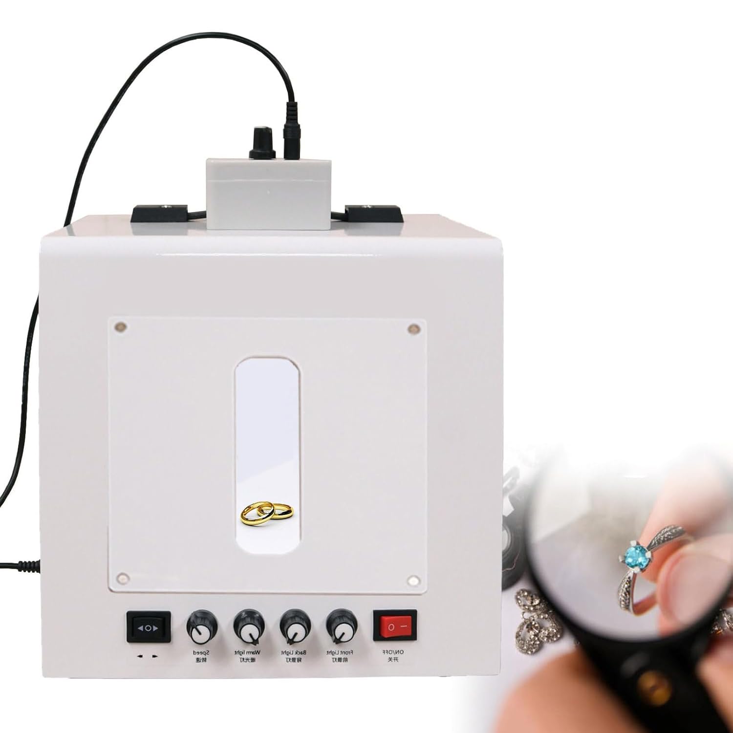 Studio Fotografico Professionale, Light Box Per Gioielli Da 22/30 Cm Con Temperatura Di Colore E Piatto Girevole Regolabile, 4 Luci Di Riempimento, Per Fotografia Di Gioielli E Piccoli Oggetti