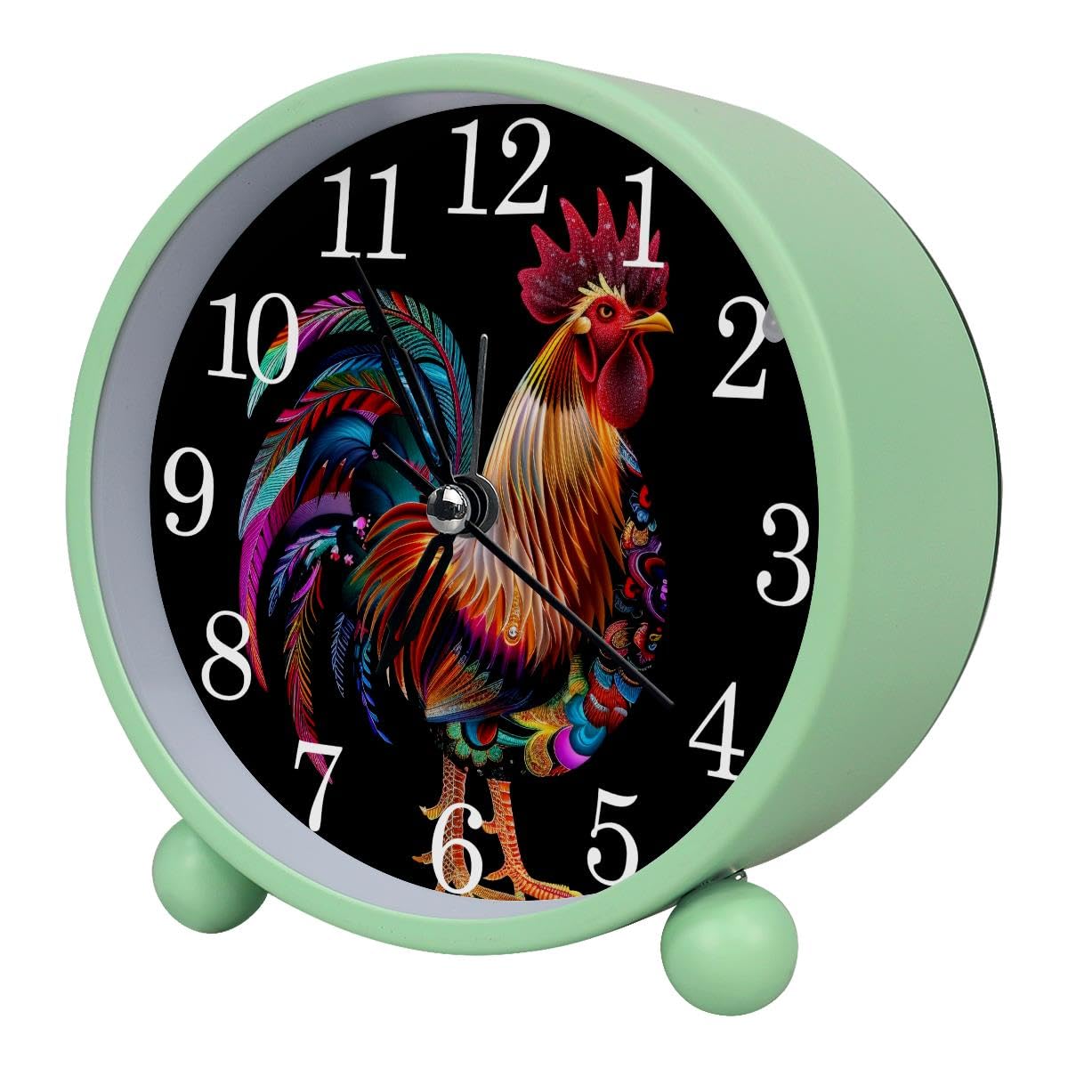 Luoweisi Alarm Clock Colorful Rooster, Silent Non-Ticking with Night Light