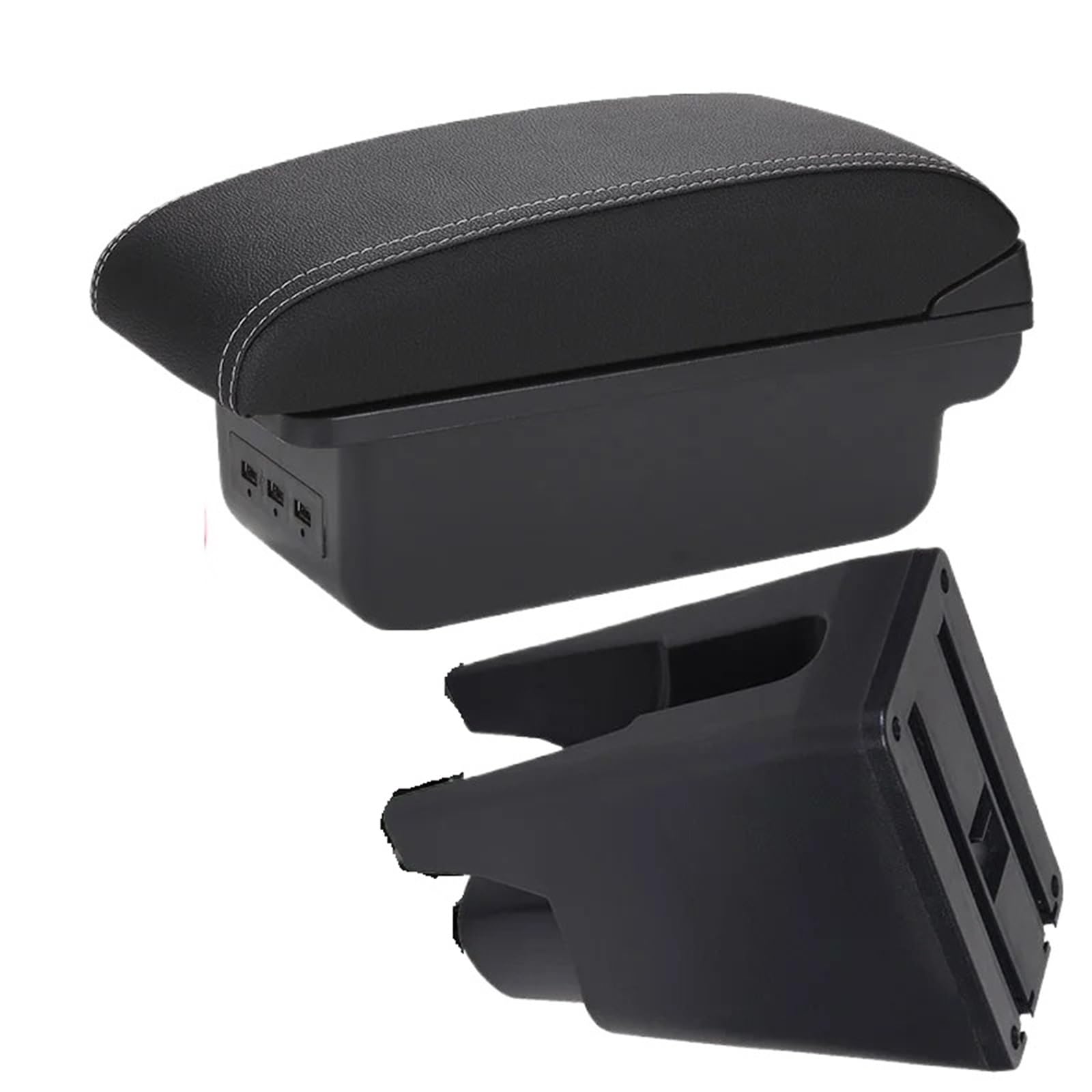 JMOLXURI Car Armrest Box For Citroen For C1 For Peugeot 107 For Toyota For Aygo BJ Armrest Box Car Accessories Store Center Console(B3 Black white 3USB)