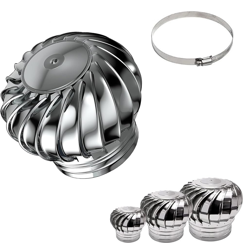 Cgjdfjhe One Color Unpowered Wind Cap, 16" Turbine Ventilator Roof Vent Wind Cover, Stainless Steel Exhaust Cap Non Power, Air Ventilation Outlet Hood(500Mm/20Inch)