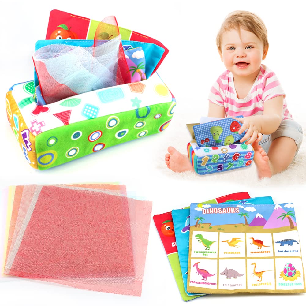 Baby Tissue Box Toy,Baby Toys 0-6 Months, Toddler Learning Toys Montessori Toys Baby Toys 6 Months Plus baby sensory toys 6-12 months Newborns Gifts Boys Girls