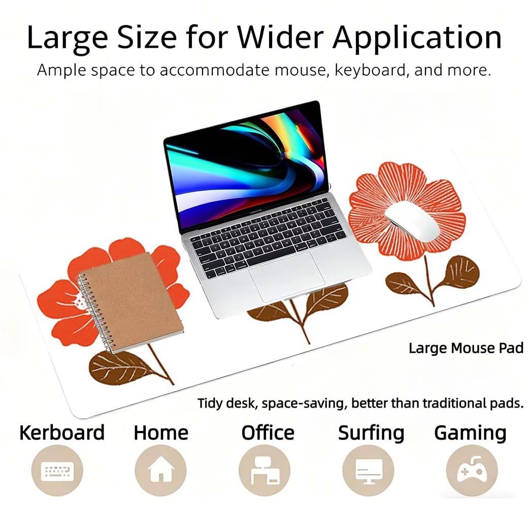Lpfieonn Wellen Großes Schreibtischunterlage, XXL Schreibtischunterlagen, Landschaft XXL Wasserdicht Gaming Mousepad mit Vernähter Rand und Rutschfeste Gummibasis, für Hause/Büro 120x60cm PF-2649