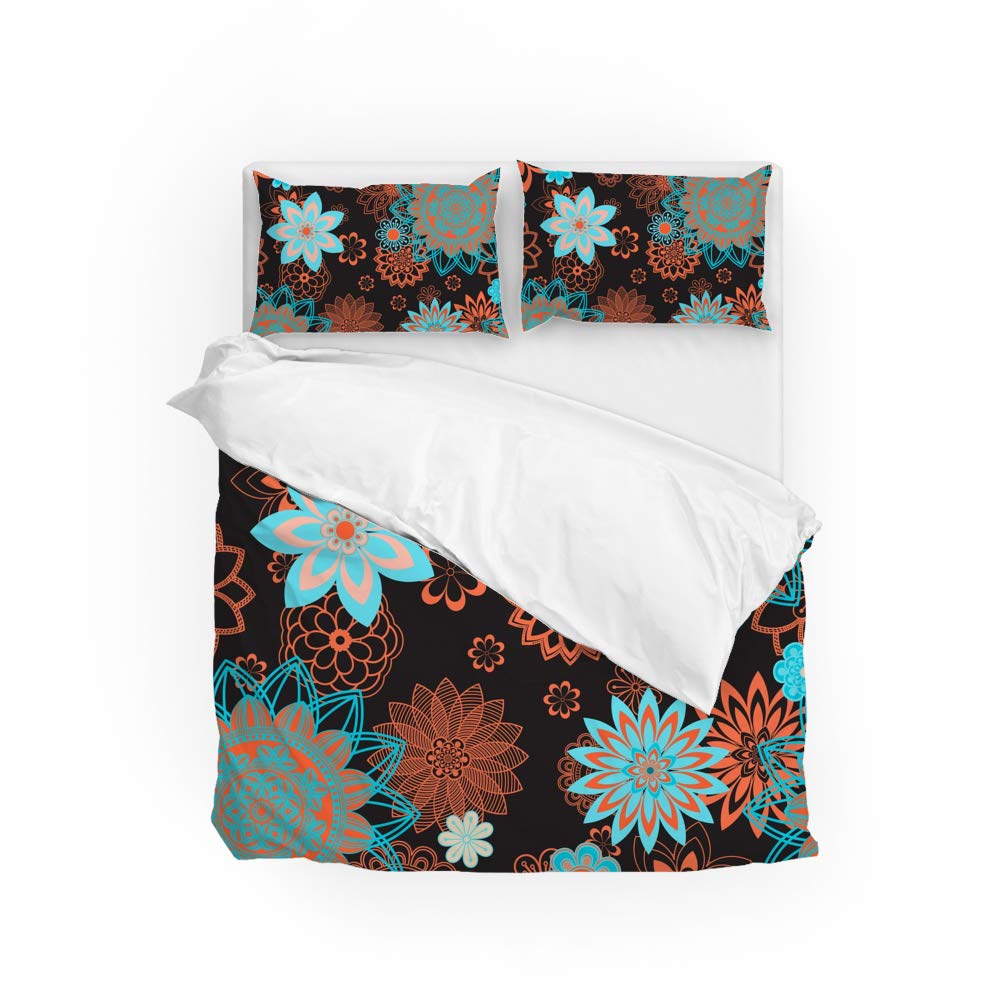 Parure de lit King Size 3 pièces mandala en polyester doux pour toutes saisons