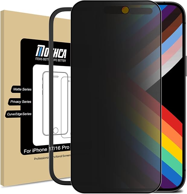 Mothca Matte Privacy Screen Protector for iPhone 17/ iPhone 16 Pro Anti-Spy, Anti-Glare Full Coverage Tempered Glass Anti-Fingerprint 6.3 inch (1 Pack)