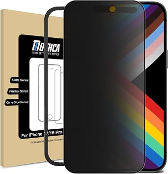 Mothca Matte Privacy Screen Protector for iPhone 17 / iPhone 16 Pro [6.3 inch] with Easy Installation Tool, Anti Spy Anti Glare Full Coverage Tempered Glass, Anti-Fingerprint, Smooth as Silk