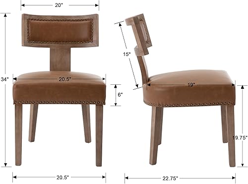 Miniatura 24 de EALSON Juego de 2 sillas de comedor modernas de mediados de siglo, sillas de cocina tapizadas de lino, sillas de comedor de granja, sillas Nailhead