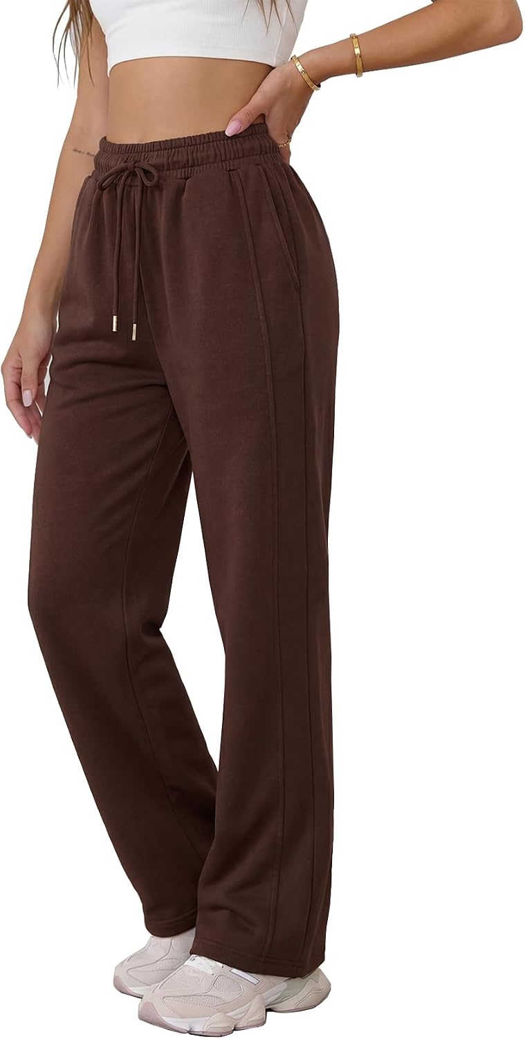 Women's High Waisted Straight Leg Sweatpants Drawstring Comfy Athletic Workout Pants