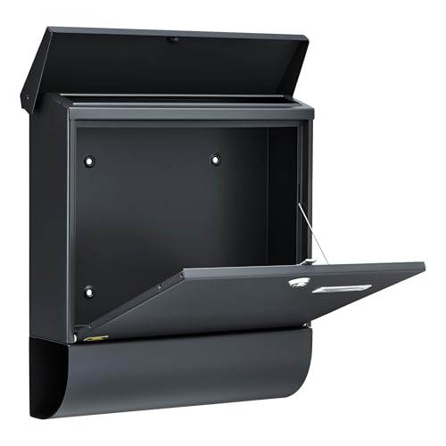 Burg Wächter Briefkasten mit Zeitungsfach und Namensschild, Verzinkter Stahl, Einwurf-Format DIN C4, Inkl. 2 Schlüssel, Set Vario ANT, Anthrazit (ähnlich RAL 7016), SET VARIO 86720 ANT