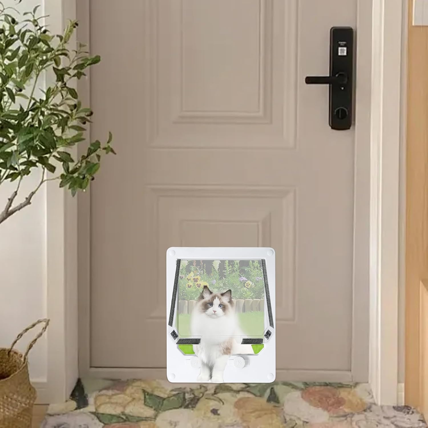 Indoor Cat Door, Small Pet Door, 4 Way Locking Door, Inside Dog Door, Weatherproof Pet Door, Pet Exterior Door, Cat Door for Home, Dogs Kittens Puppies Door, Indoor Home Pet Door, Secure Pet Door,