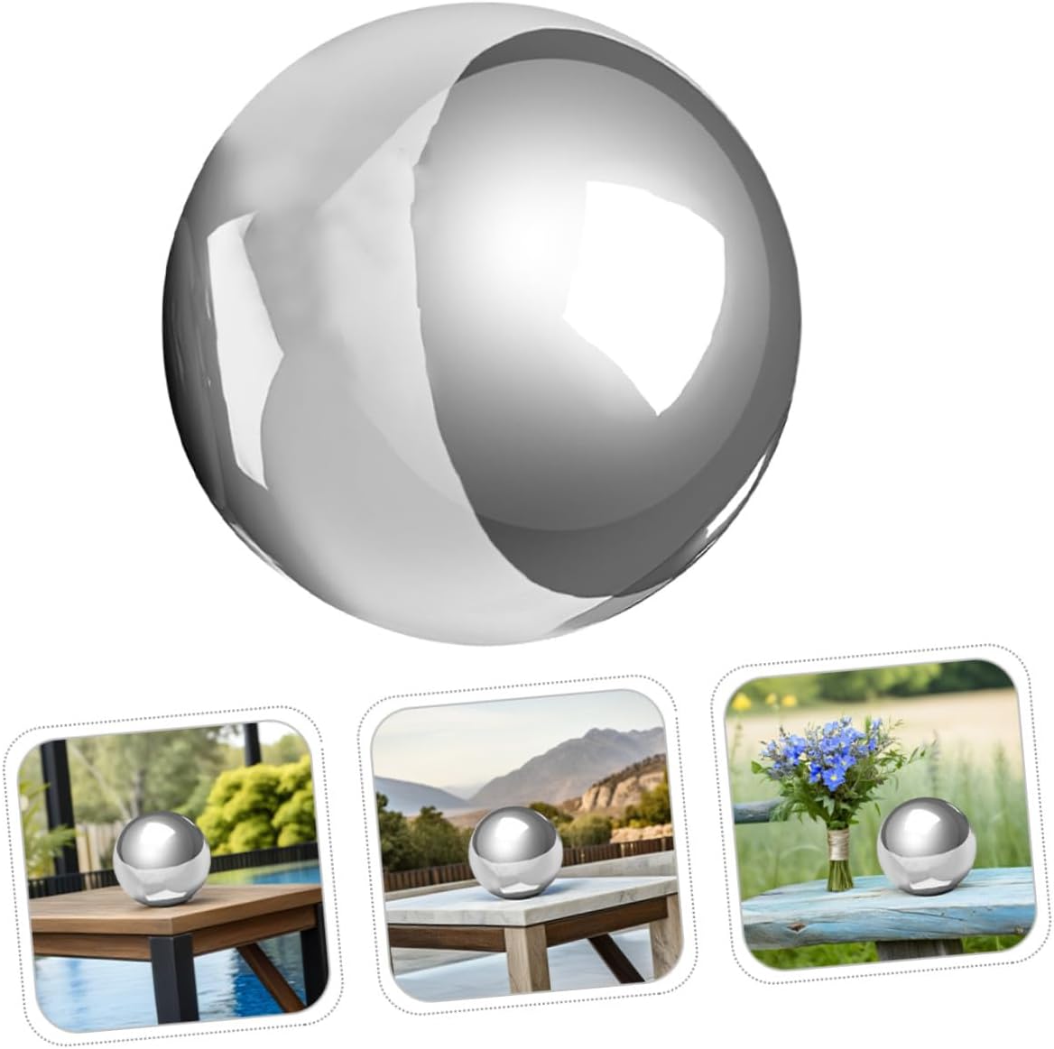 Veemoon Stainless Steel Gazing Ball Reflective Mirror Globe 280mm Polished Outdoor Garden Sphere for Lawn Patio Décor