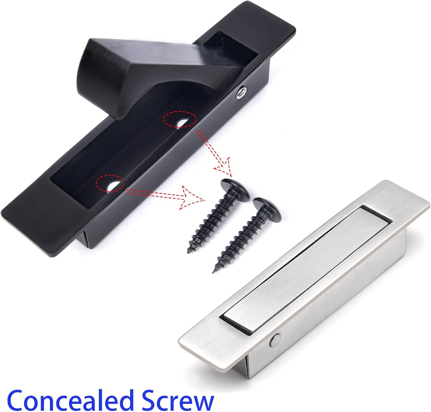 Dontay 2 Pack Pocket Door Passage Lock and Pull Handle,Flush Mount Door Pull for Pocket Sliding Door,Hardware for 1 3/8” to 2 3/16” Thickness Door