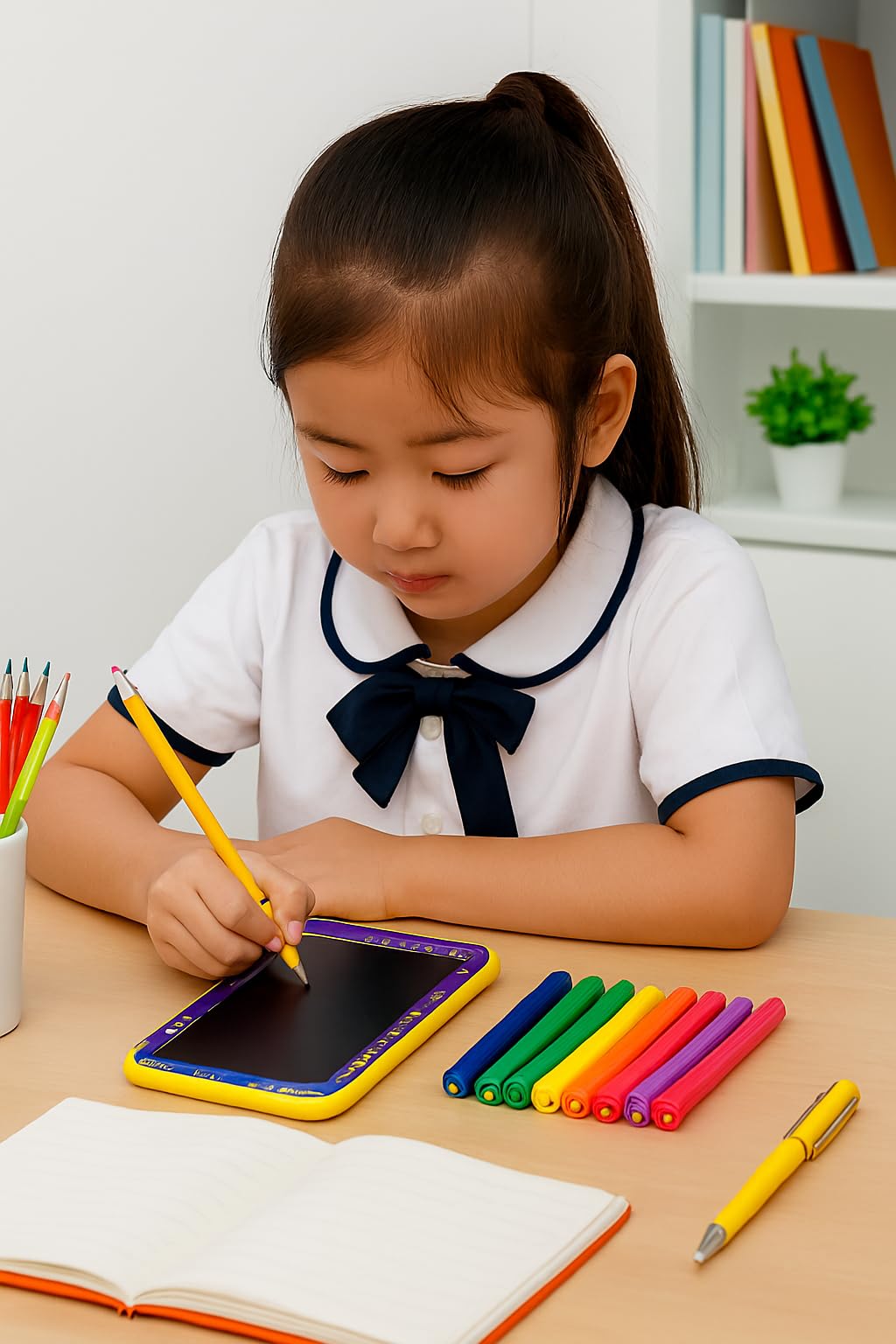 KRIREEN Writing Tablet 2 in 1- Pencil Case for Kids | LCD Digital Slate, E-Note Pad for Boys & Girls | LCD Drawing Pencil Box |Doodle Writing Board for School Going (Color May Vary) Pack of 1 4