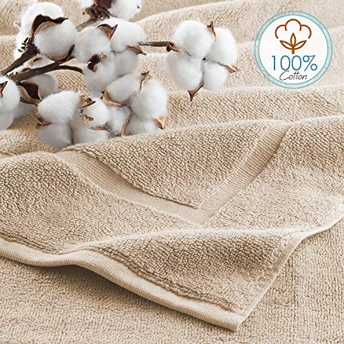 Image of Hearth & Harbor Bath Mat Towels - 100% Ring Spun Cotton Luxury Bath Mat Floor Towels - Ultra Soft & Highly Absorbent Bath Towels Set of 4 - Cream