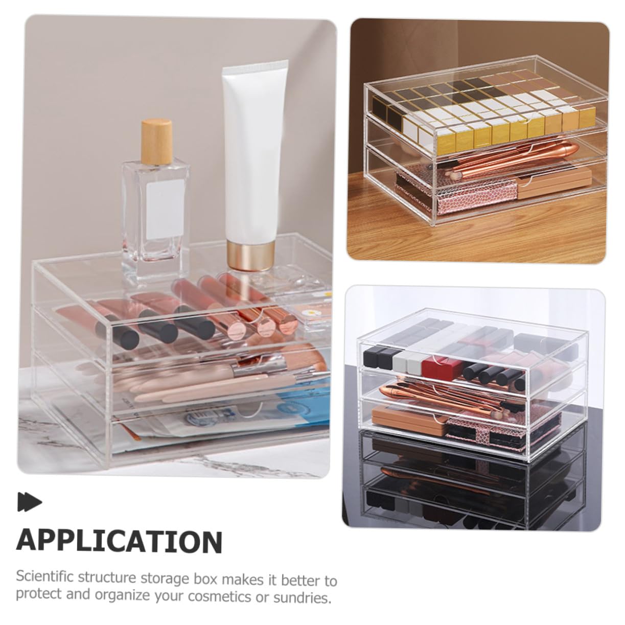 Organizzatore da Scrivania Trasparente Acrilico Resistente Scatola Multiuso per Trucco Gioielli e Accessori Design Compatto e Facile da Pulire