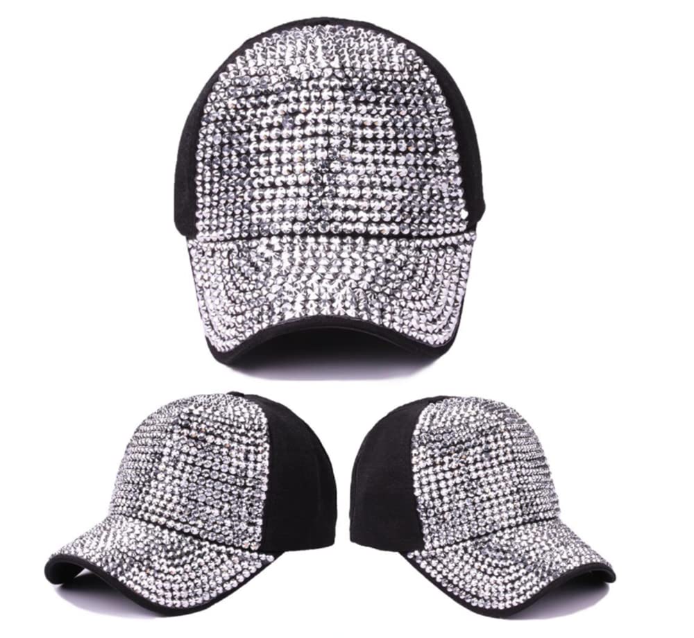 Sombreros de Béisbol Brillantes, Gorra de Béisbol Ajustable con Cristales de Diamantes de Imitación para Mujer