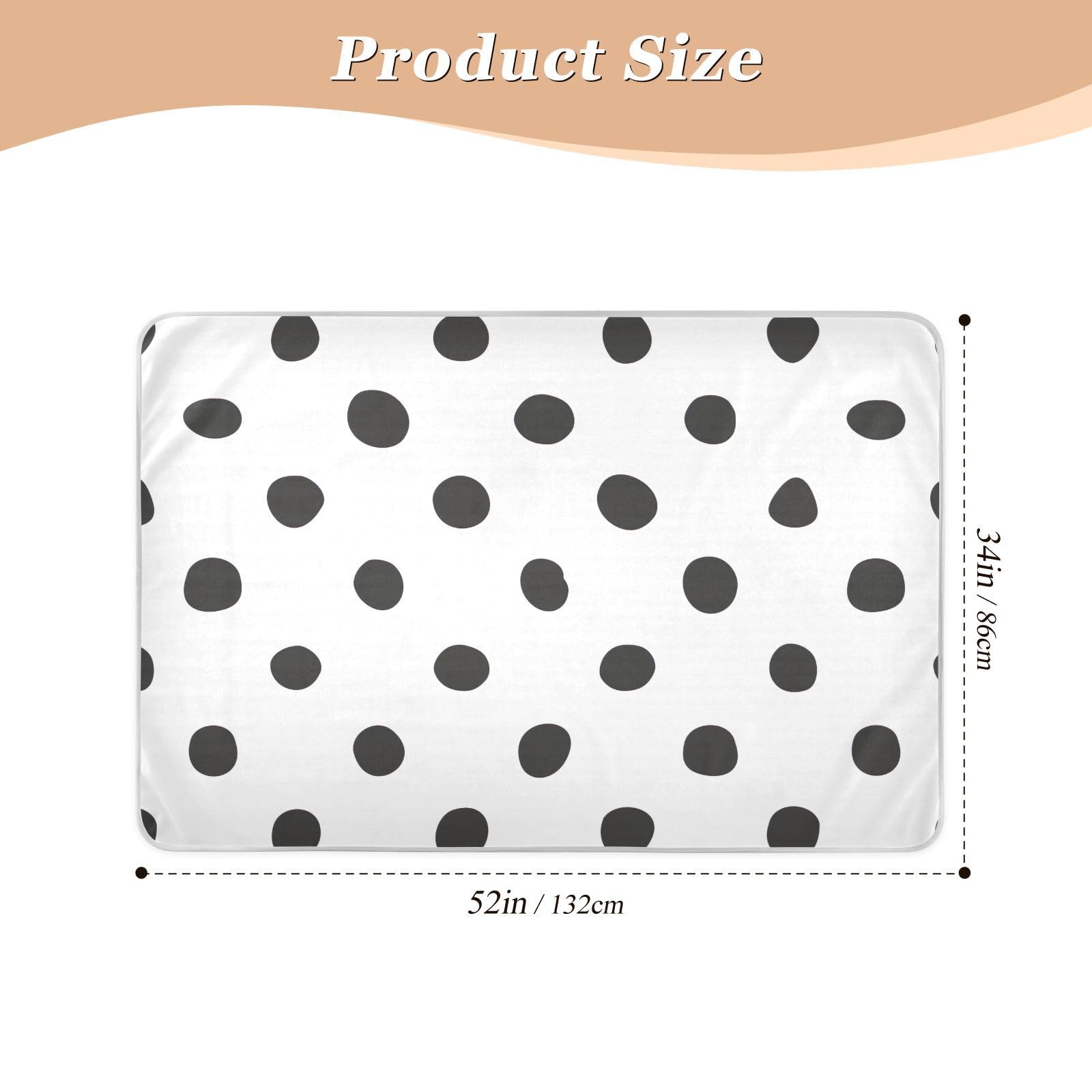 Classic Cow Black Polka Dot Waterproof Pads, Pee Pad for Kids Bed Washable, Reusable Pads for Incontinence