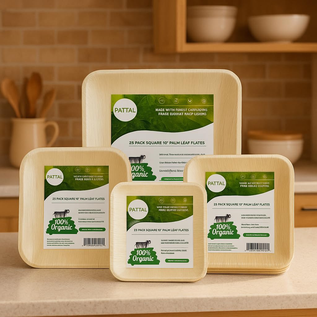 Amazon.com: 8 Inch Square Palm Leaf Disposable Dinnerware pack of