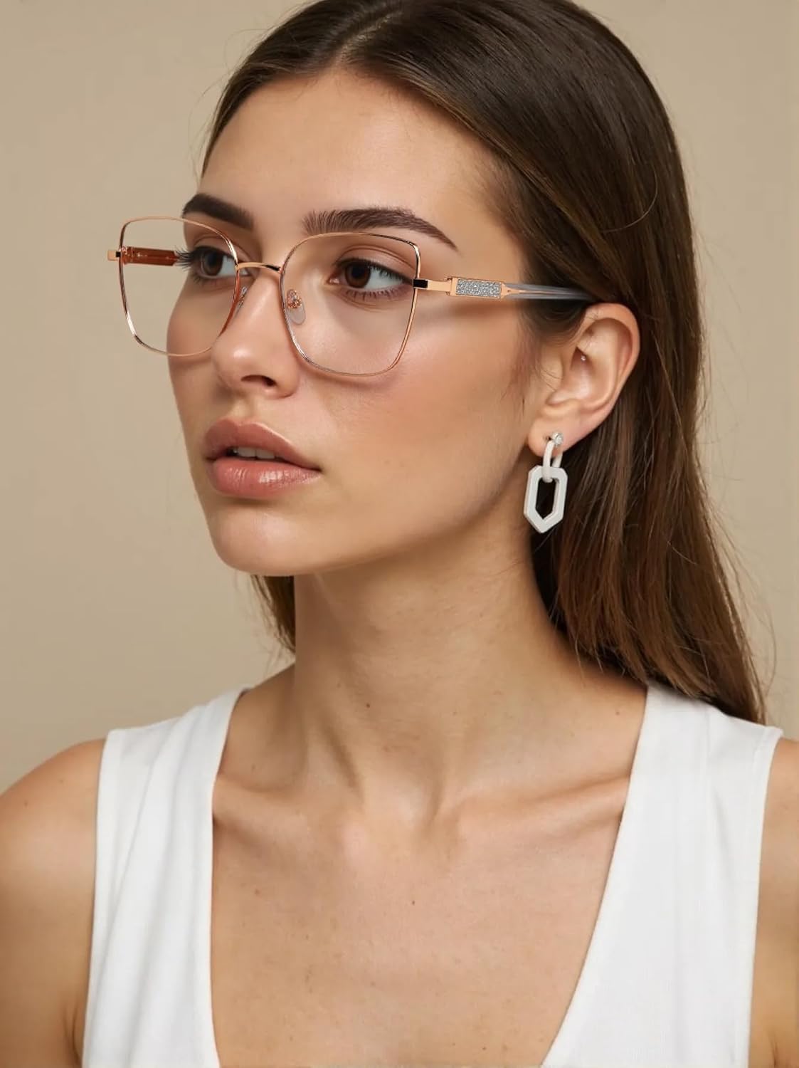 Dollger Square Blue Light Blocking Glasses for Women Trendy Oversized Computer Gaming Eyeglasses Cat Eye Metal Frame bluelight glasses Gold - Image 7