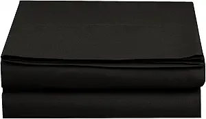 Luxury Flat Sheet on Amazon Elegant Comfort Wrinkle-Free 1500 Premier Hotel Quality 1-Piece Flat Sheet, Queen Size, Black