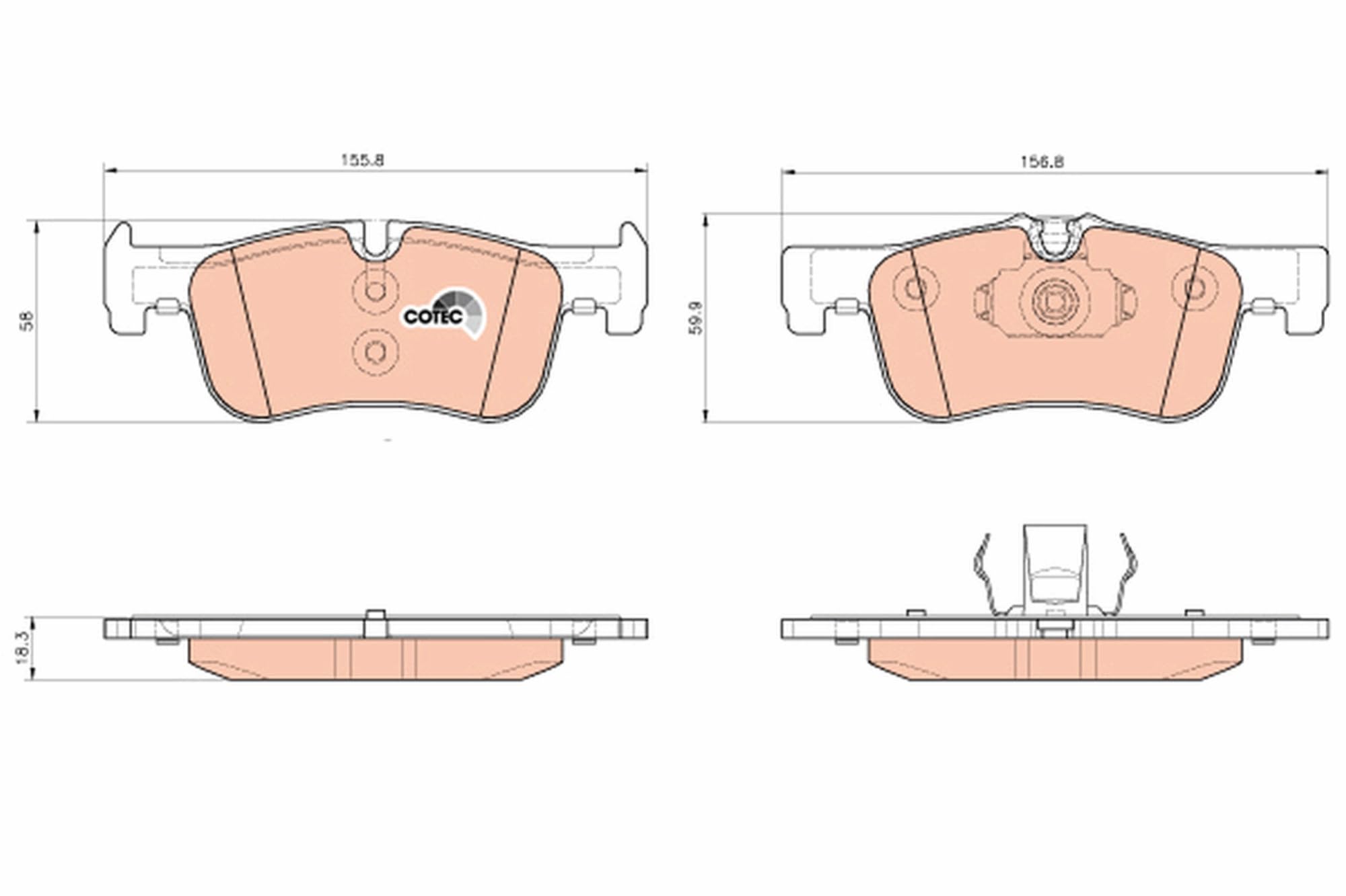 TRW GDB1935 Pastiglie Freno Set di 4 para BMW 1 (F20) 2011-2019 Assale anteriore e Altri Veicoli