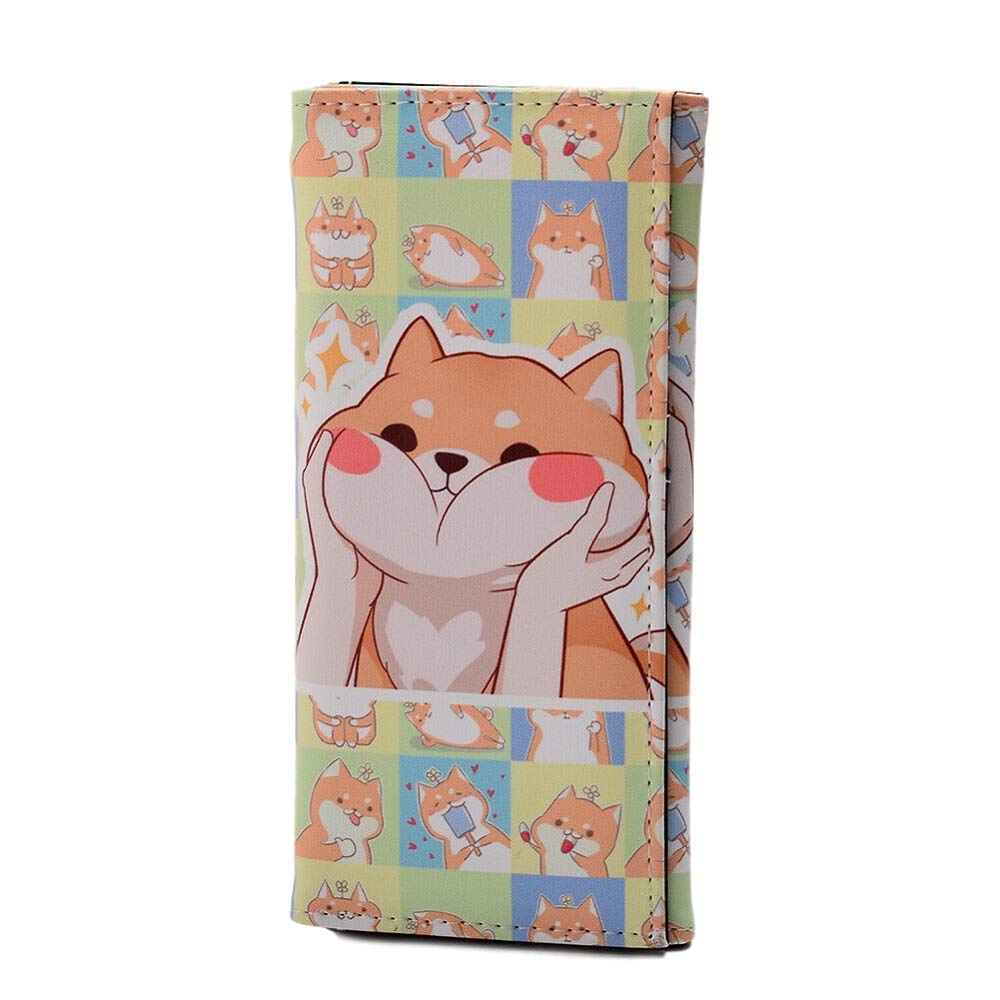 GK-O Japanese Shiba Inu Dog Long Wallet Doge PU leather Billfold Kabosu Dog Coin Purse