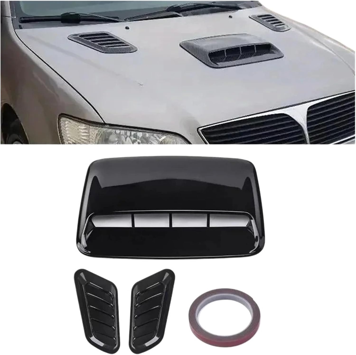 Universal Car Air Flow Decorative Front Intake Hood Scoop Bonnet Vent Sticker Automobile Modification Air Inlet Sticker Parts(A 3PCS Carbon Black) image 3