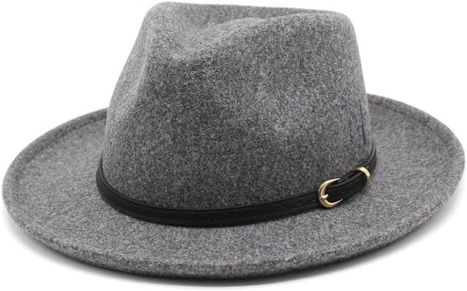 Classic Wide Brim Fedora Hat with Leather Band, Black Wool Felt, Western Style
