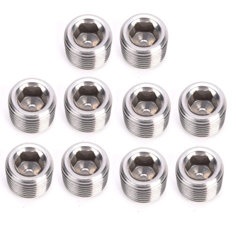 10pcs 304 Stainless Steel Pipe Fitting Plug Head Male Thread BSPP Hex Plug Head (3/8in)