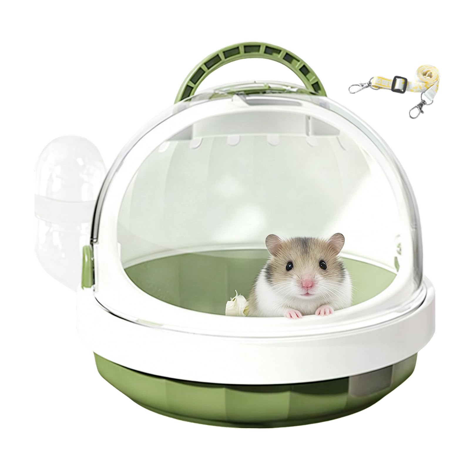 Cage de transport portable pour hamster avec bouteille d'eau, 18,6 x 18,6 x 16 cm, avec fentes d'aération, pour gerbilles, souris, hamsters nains
