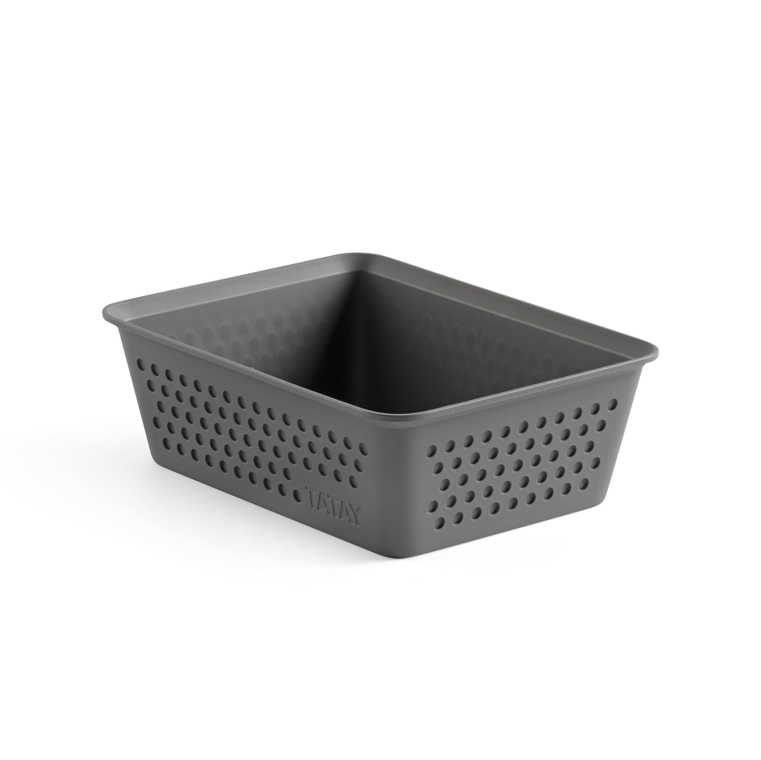 TATAY Plastic Storage Basket A6 Bohol | Drawer Organiser | Minimalist Functional Design | Home & Office Organisation | Recycled BPA-Free Plastic | 12.5x16.5x5.5 cm, Grey