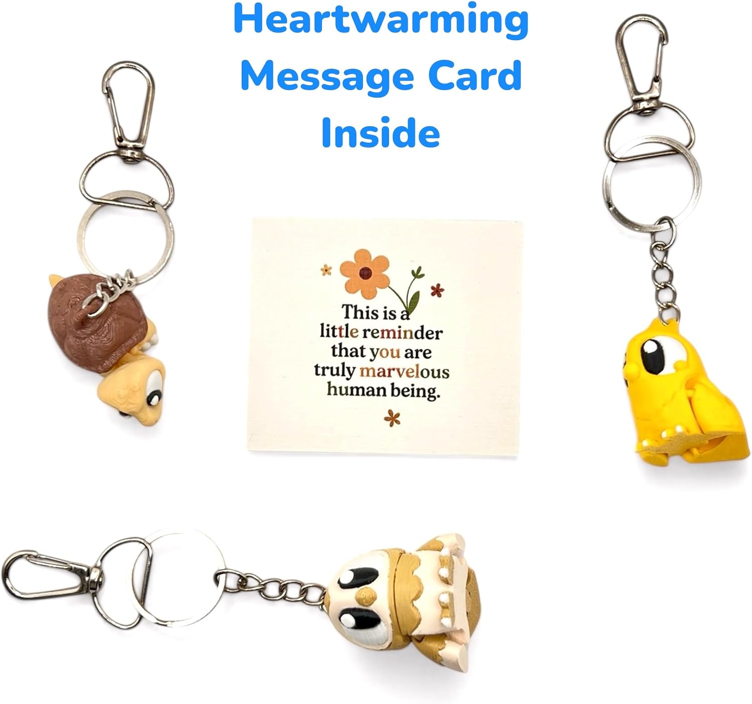 SOULOVER 3 Pack Articulated 3D Printed Animal Keychain Set, Cute Fidget Toys Charms with Gift Bags&Cards, Gifts for All image 4