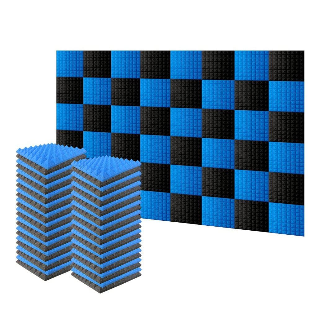 Acoustic Foam Panels 24 Pack Pyramid Sound Absorbing Foam Tiles 25x25x5cm, High Density Studio Acoustic Panels for Echo Reduction, Recording, Gaming, Home Office Wall Treatment , 1034 Black — view 28