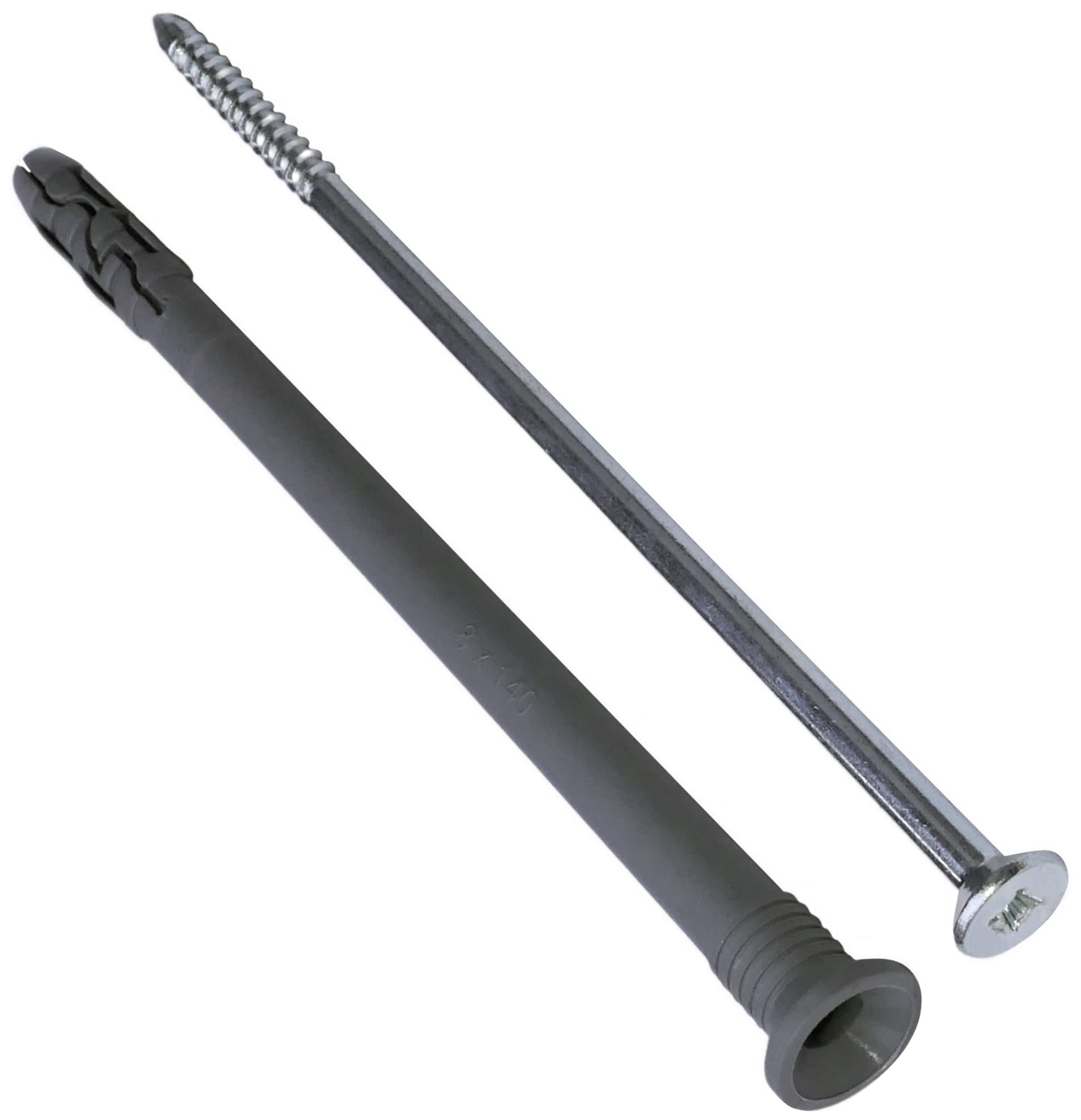 AERZETIX - C57461 – Set of 20 nails Ø8 x 140 mm + 20 screws Ø5 x 145 mm with milled head – for fixing concrete/brick/cement block