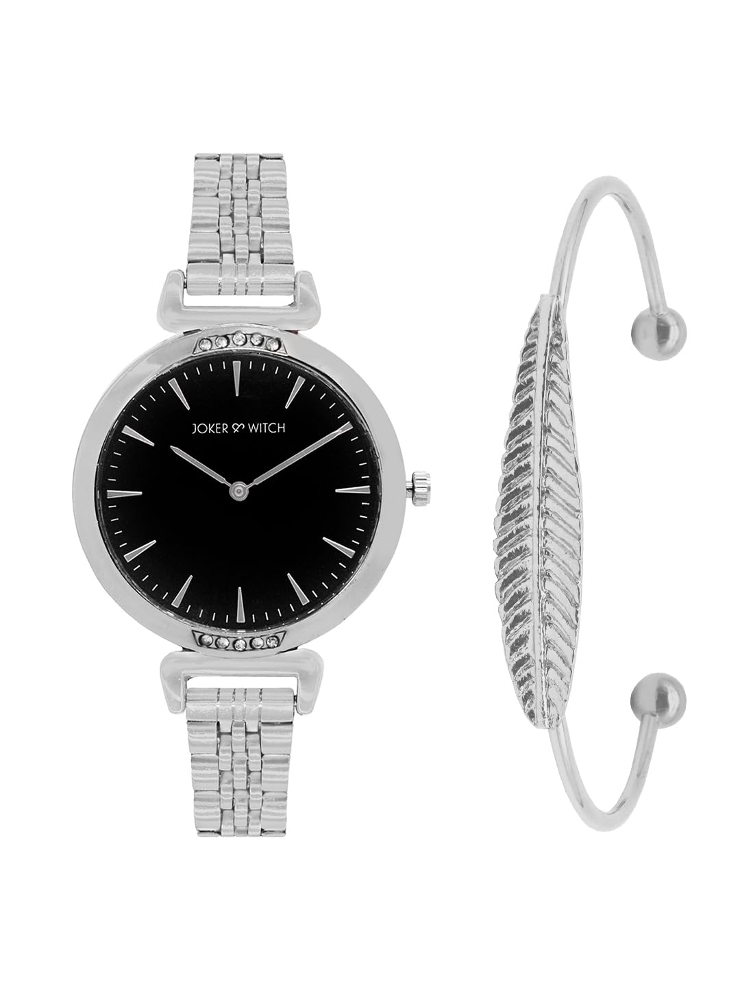 Joker & Witch Stainless Steel Silver Lunar Analogue Watch Bracelet Stack Women Analogue Watch Gift Sets, Black Dial, Silver Band (B0CC4X3C37) Amazon Price History, Amazon Price Tracker