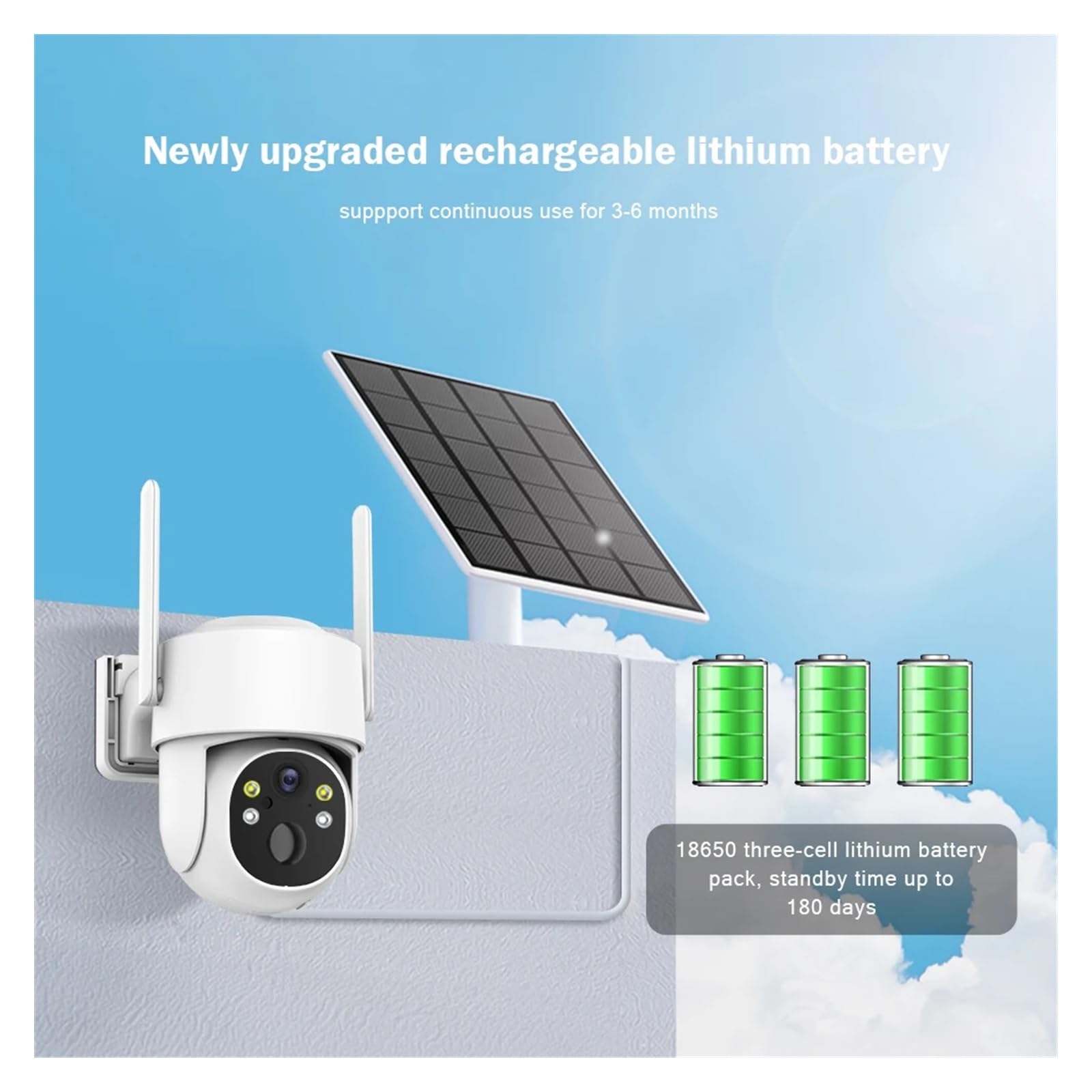 Caméra de sécurité, Caméra de Surveillance IP Solaire 4MP, Zoom numérique 4X, détection Humaine PIR, Audio, accès à Distance, AI extérieure étanche(White No Card)