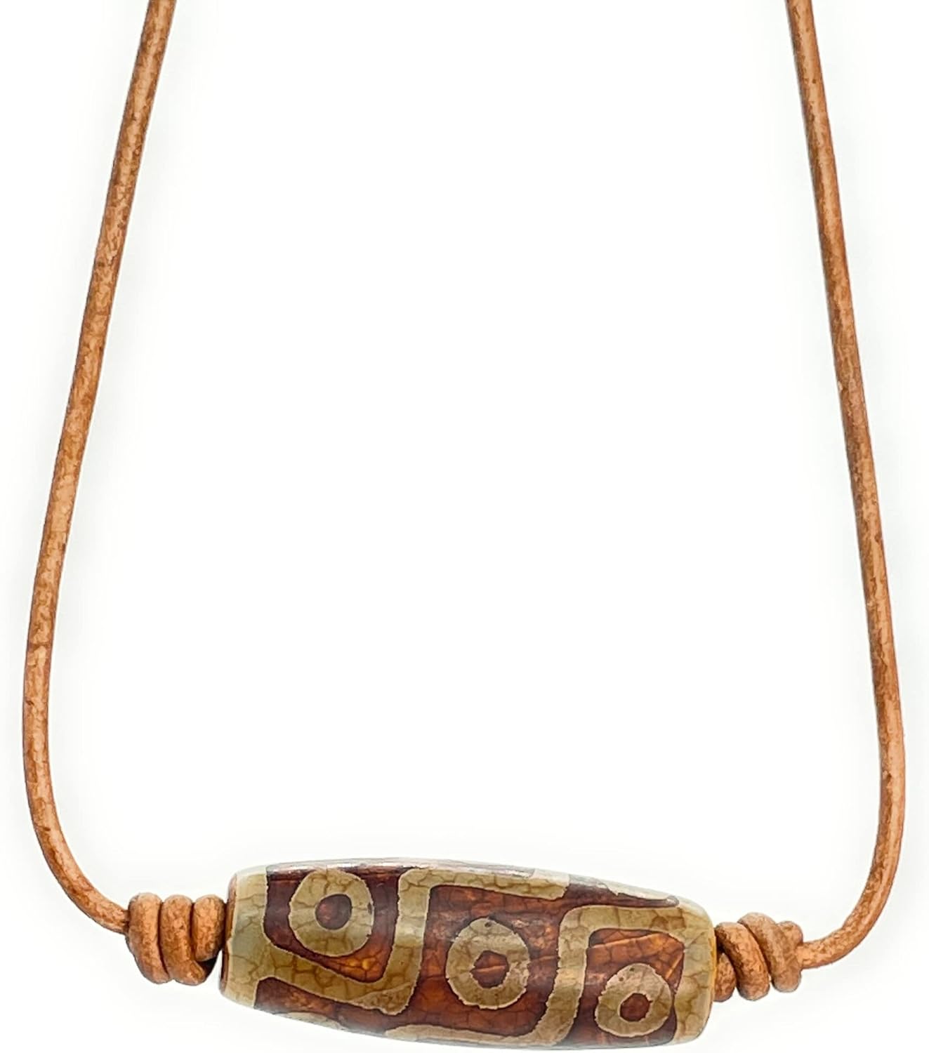 Mens Agate Necklace - Tribal Jewelry, 9 Eyes Tibetan, Natural Agate Stone, Good Fortune Gift, Men Native Choker, Women Gifts To Husband, Long Beaded, Beach Surfer Accessories, Rustic