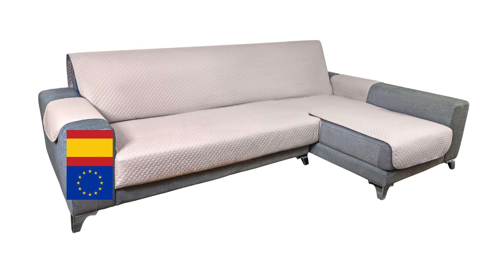 Funda Sofá Chaise Long Cheslong Reversible – Cubre Sofá Chaise Longue Izquierdo o Derecho – Protector Acolchado Lavable contra Manchas y Arañazos – para Mascotas y Niños – Fabricado en España