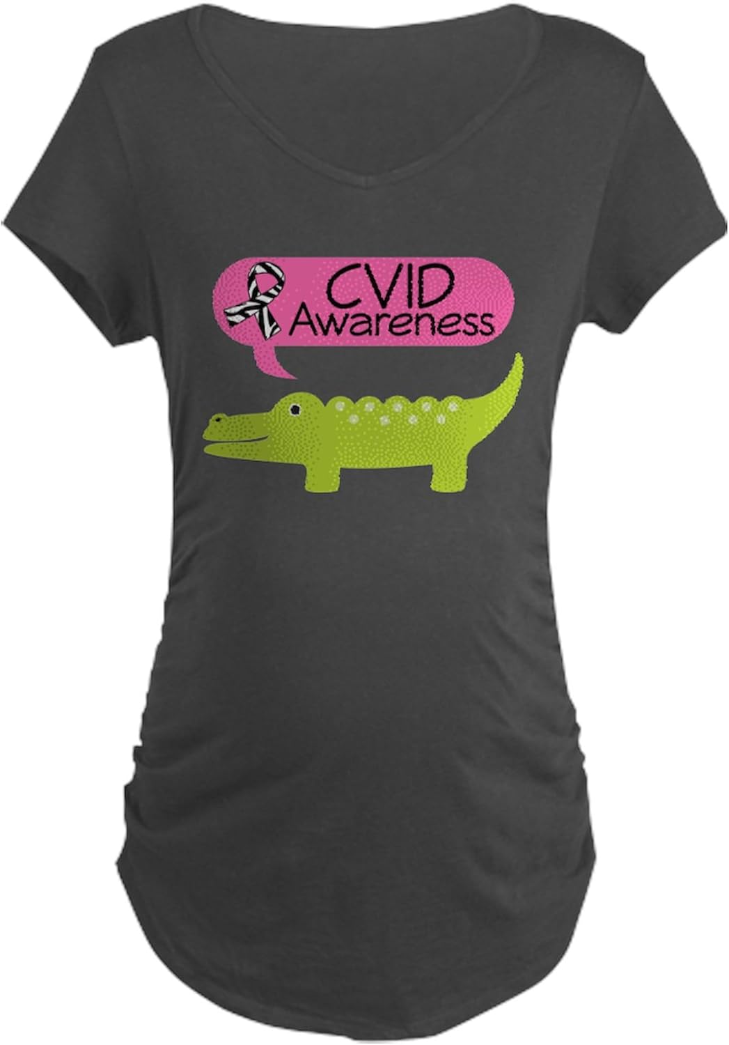CafePress CVID Awareness Ribbon Maternity Dark T Shirt Women's Maternity Ruched Side T-Shirt