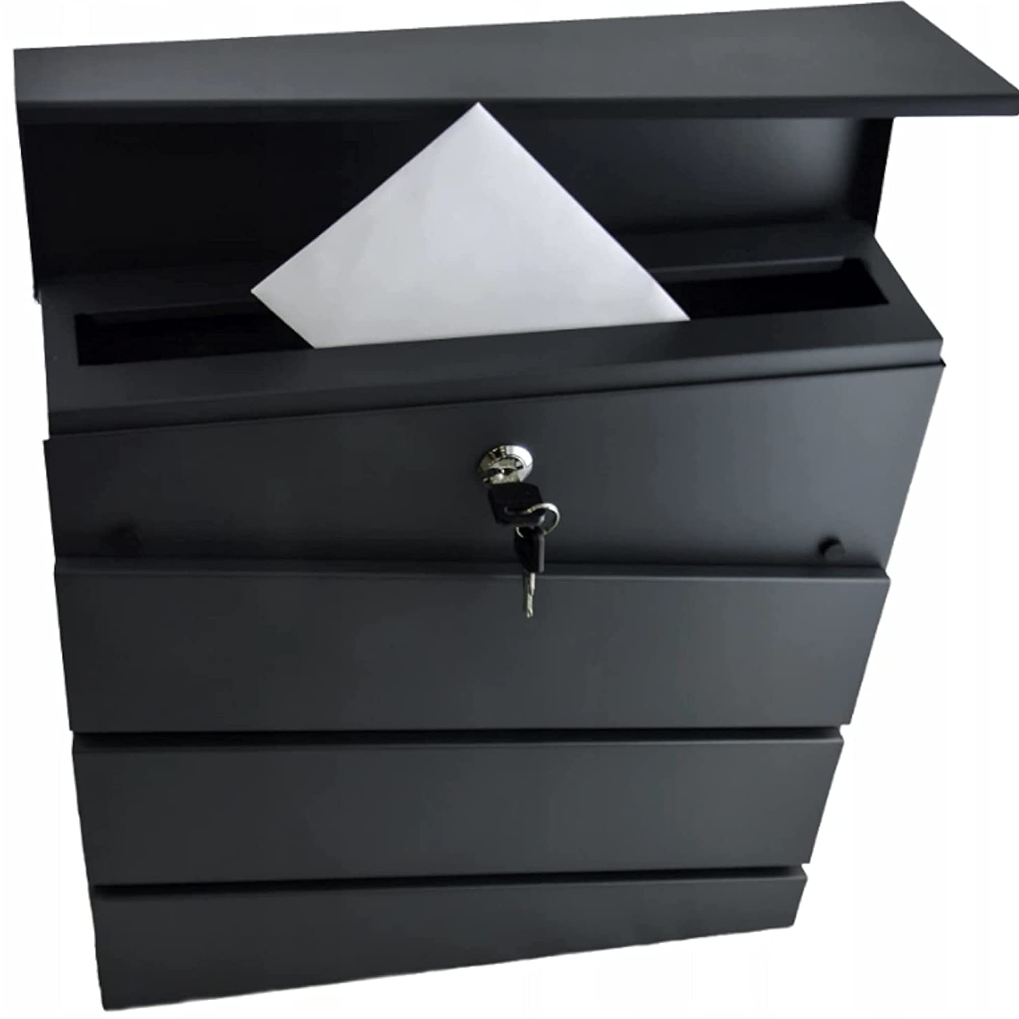Borneo Buzón Exterior de Acero Galvanizado con Soporte para Periódicos (Negro)