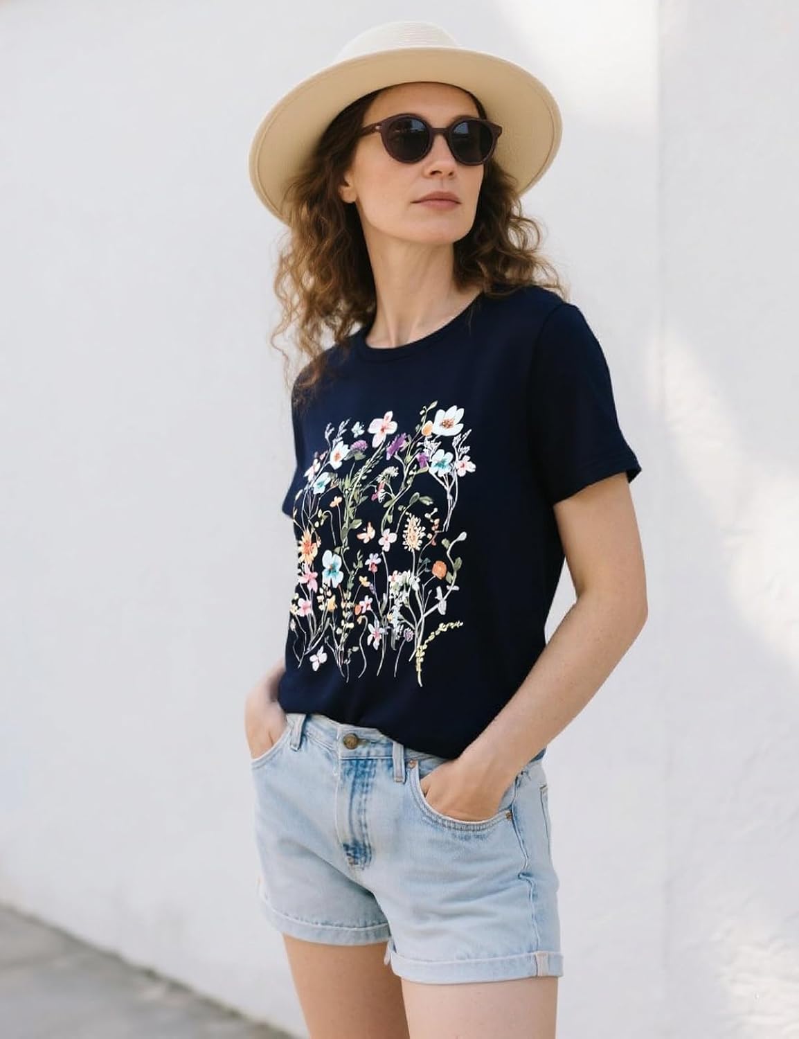 Women's Vintage Floral T-Shirt Boho Wildflower Graphic Tee Casual Short Sleeve Summer Tshirt - Image 4