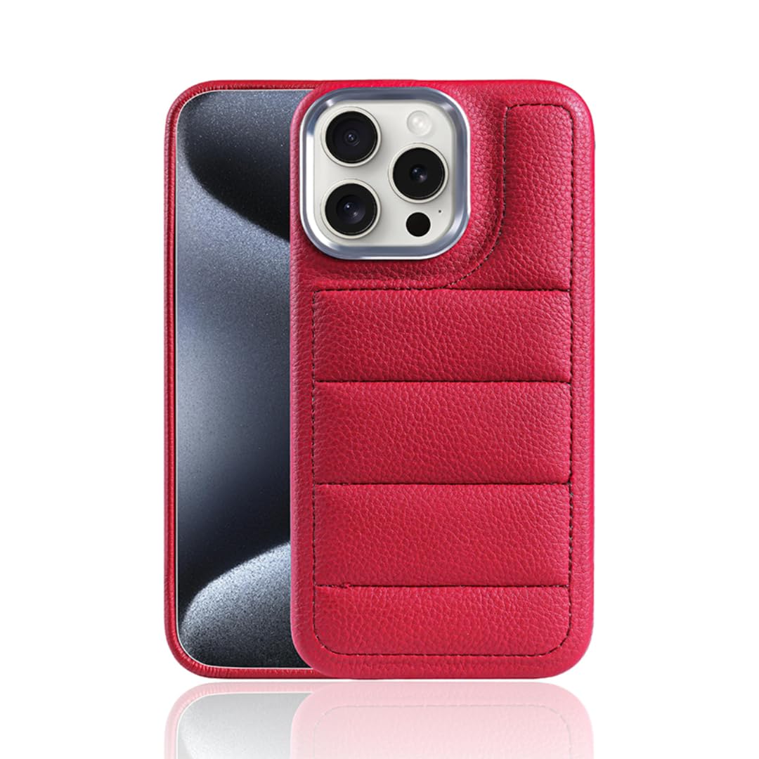 Protection iPhone 12 Pro Max cuir rouge motif luxe boîtier - 6