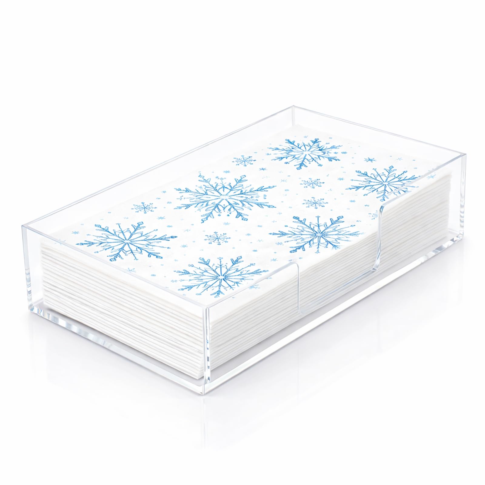 Servilletero acrílico para toallas de invitados, bandeja de almacenamiento de toallas de mano de papel transparente para baño, cocina, fiestas, bodas, dispensador de servilletas moderno vertical para
