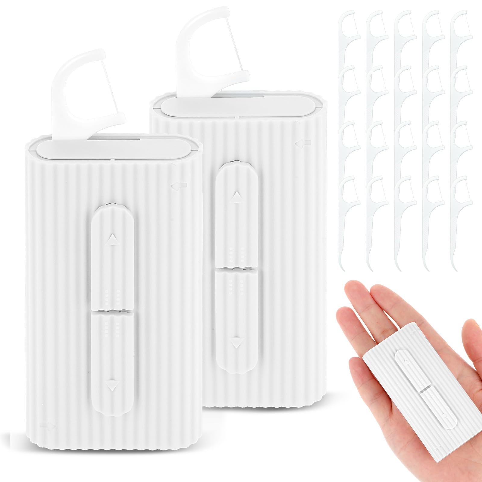 Portable Dental Floss Case 2 Pcs Refillable Travel Floss Pick Dispenser Storage Organizer Box Storage 20 Pcs Teeth